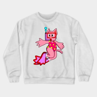 Cat at Swimming with Swimming goggles Crewneck Sweatshirt